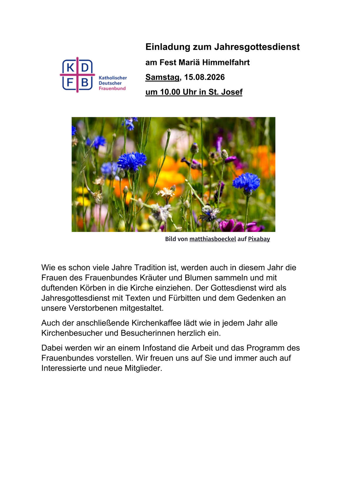 Festgottesdienst zu Maria Himmelfahrt